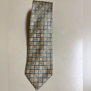 Burma Bibas Gold Geometric Silk Men's Necktie - VGUC